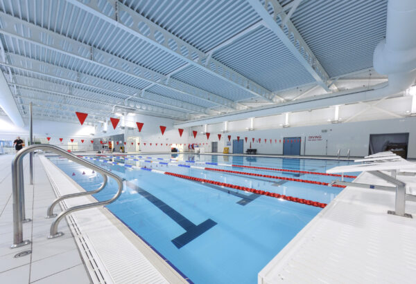 pool handrails and headwall