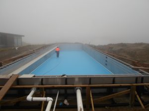 stainless steel lap pool in mountains
